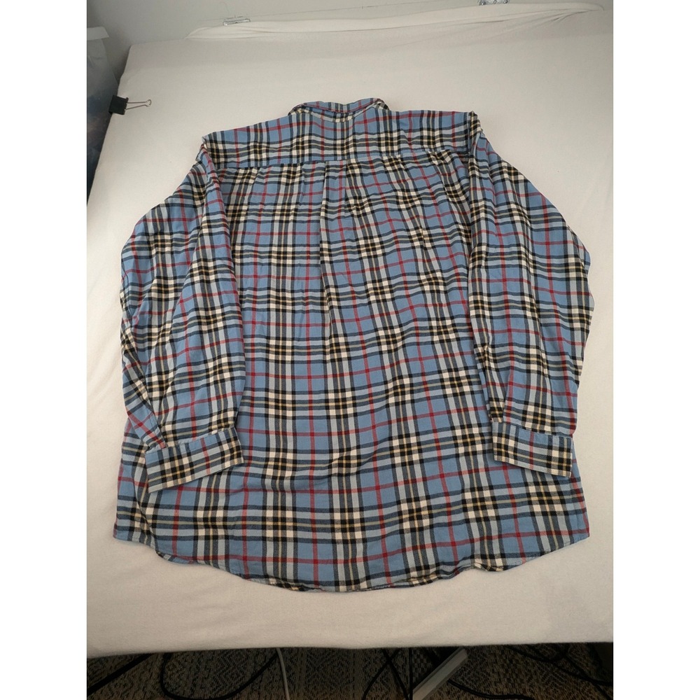 LL Bean Mens XXL Tall Flannel Shirt Blue Red Plaid Cotton Button Down 0BHG6 - Picture 7 of 14